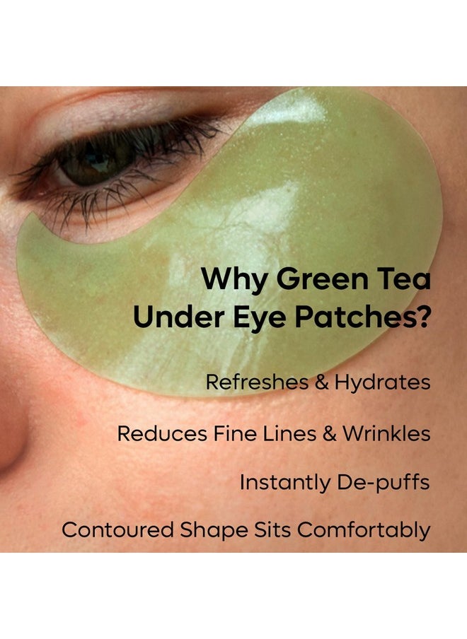 MCaffeine - Green Tea Hydrogel Under Eye Patches For Dark Circle Fine Lines & Wrinkles Reduction Cooling Under Eye Patch Mask For Instant Depuffing 30 Pairs - Image 1