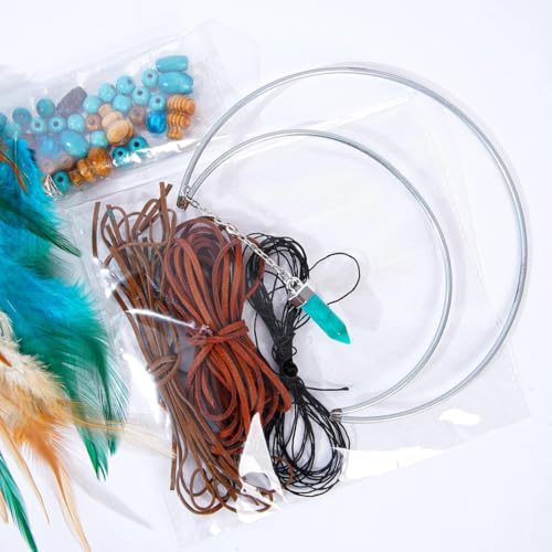 MEXIDAWN 2 Pack DIY Feather Dream Catcher Kits Turquoise Wall Hanging Boho Decor Handmade Dream Catcher for Adults - Image 4