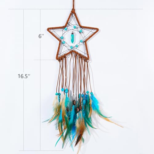 MEXIDAWN 2 Pack DIY Feather Dream Catcher Kits Turquoise Wall Hanging Boho Decor Handmade Dream Catcher for Adults - Image 3