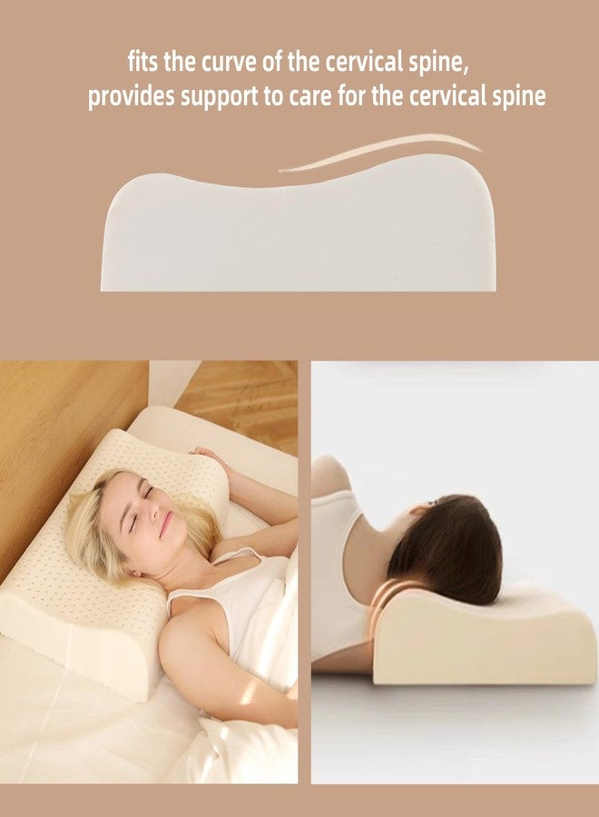 TIERSINI Cervical Neck Pillow for Pain Relief - Ergonomic Nature Latex Foam Contour Pillows for Side, Back Sleepers, Medium Firm Pillow for Neck Support with Breathable Cover(3.9"/4.7") - Image 3