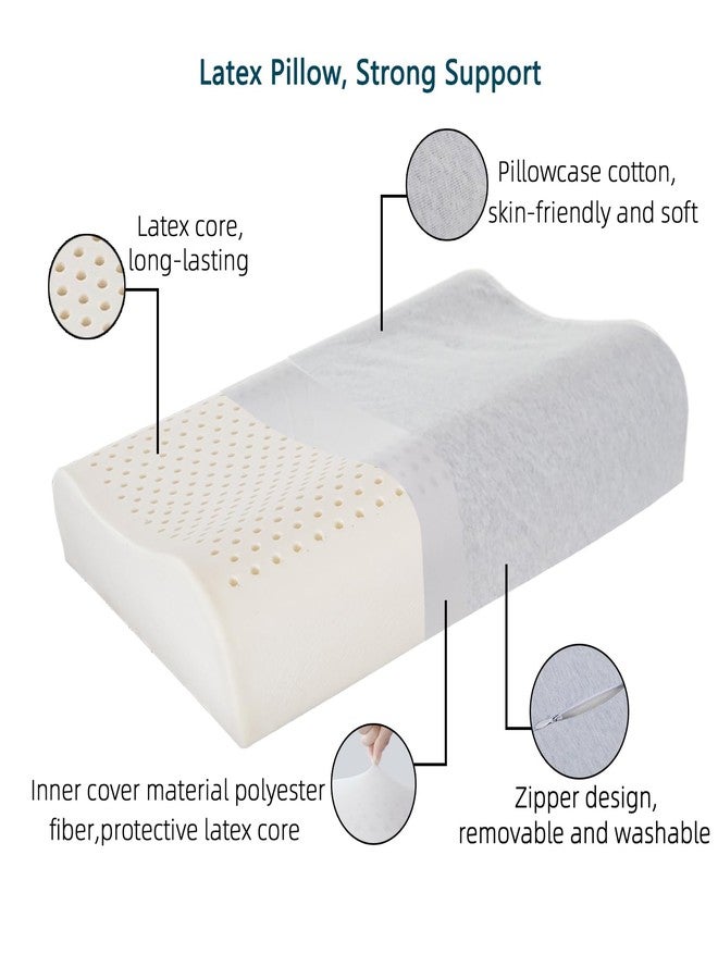 TIERSINI Cervical Neck Pillow for Pain Relief - Ergonomic Nature Latex Foam Contour Pillows for Side, Back Sleepers, Medium Firm Pillow for Neck Support with Breathable Cover(3.9"/4.7") - Image 2