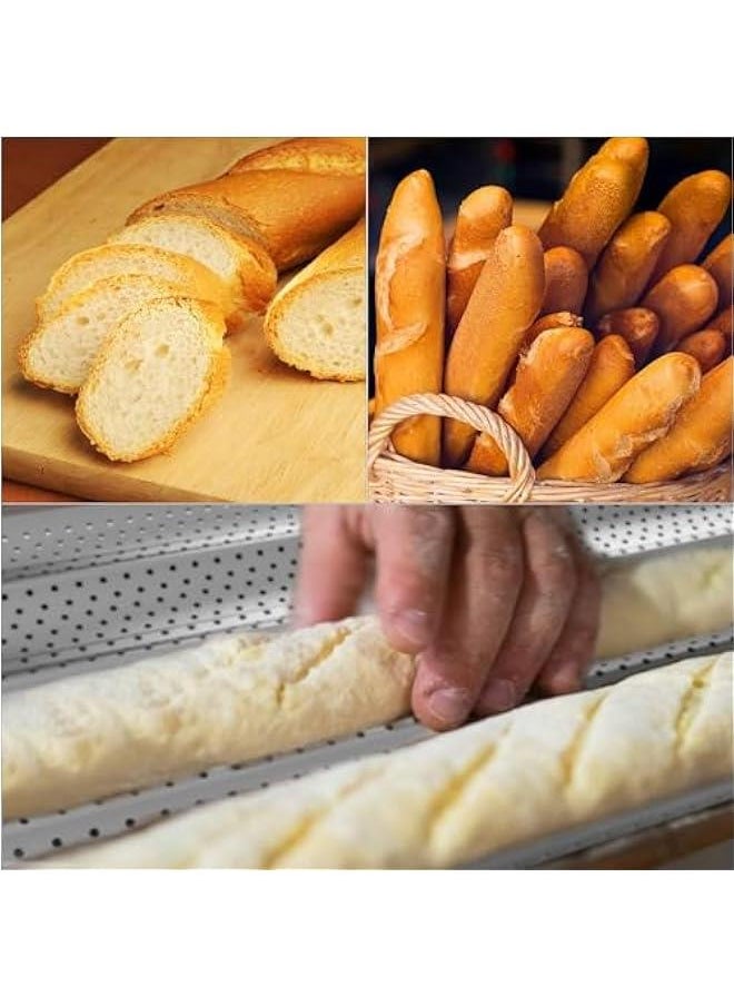 HOOKOR - 2 Pack Nonstick Perforated Baguette Pan for French Bread Baking 4 Wave Loaves Loaf Bake Mold Oven Toaster Pan - Image 1