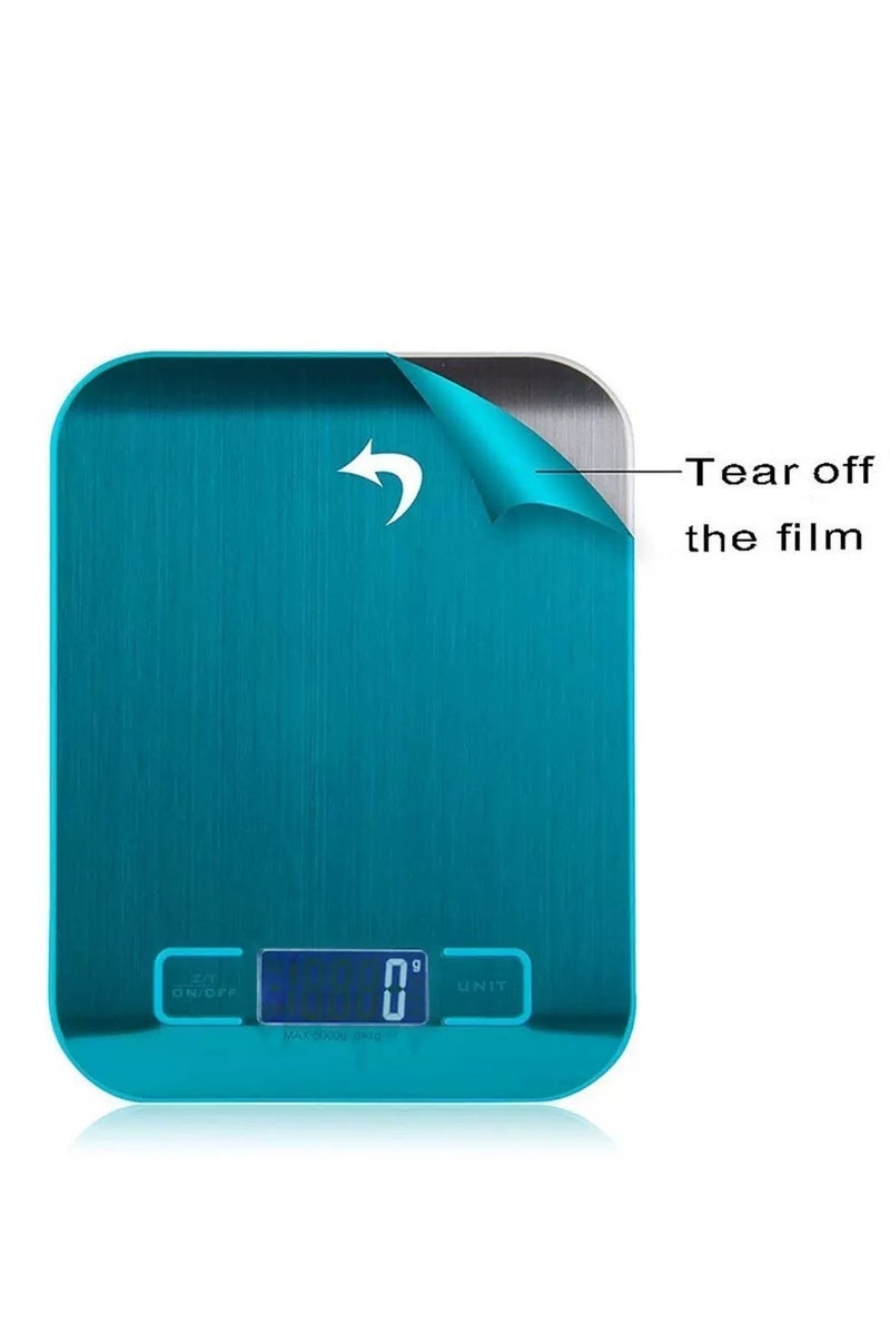 ميزان طعام رقمي كهربائي متعدد الوظائف ميزان مطبخ وميزان خبز لقياس الوزن بدقة والتحكم في الحصص شاشة LCD فضية سعة 10 كجم - Image 3