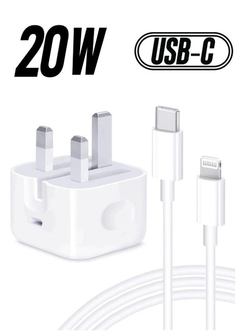 20W USB Type C PD 3.0 Power Adapter Wall Charge and Lead Charging with Phone Fast Charger USB C Plug and Cable 1M, for iPhone 12/12 Pro/12 mini/12 Pro Max/11 Pro Max SE 2020 X XR XS 8 iPad White