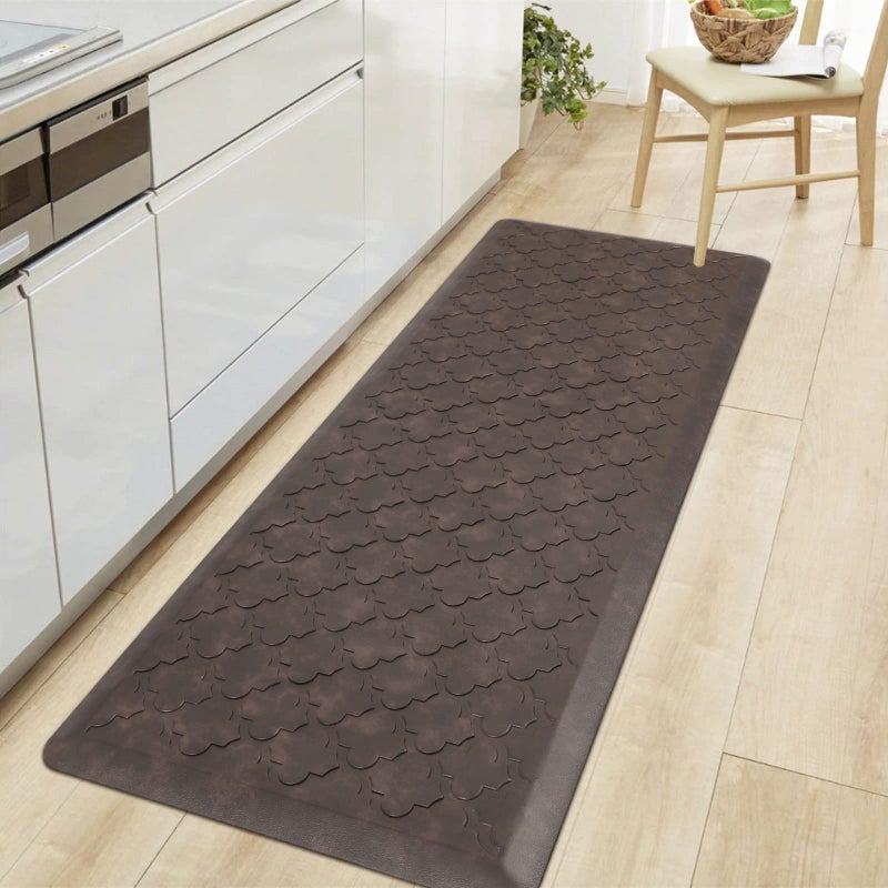 HEBE Kitchen Mat Cushioned Anti Fatigue Comfort Floor Mat Oversized 17.3"x48" Waterproof Non Slip Kitchen Rug Runner Laundry Room Rug Floor Carpet Heavy Duty Comfort Standing Mat Pads, Brown - Image 1
