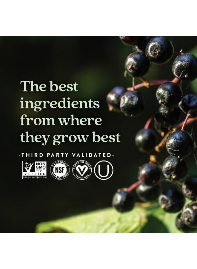 New Chapter Vegan Elderberry Capsules, New Chapter Elderberry Force, with 64x Concentrated Black Elderberry + Black Currant for Immune Support, No Added Sugar, Gluten Free- 60 Count  - Image 5