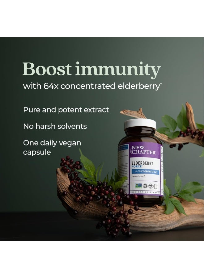 New Chapter Vegan Elderberry Capsules, New Chapter Elderberry Force, with 64x Concentrated Black Elderberry + Black Currant for Immune Support, No Added Sugar, Gluten Free- 60 Count  - Image 3