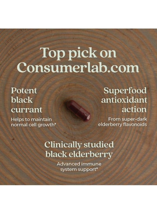 New Chapter Vegan Elderberry Capsules, New Chapter Elderberry Force, with 64x Concentrated Black Elderberry + Black Currant for Immune Support, No Added Sugar, Gluten Free- 60 Count  - Image 4