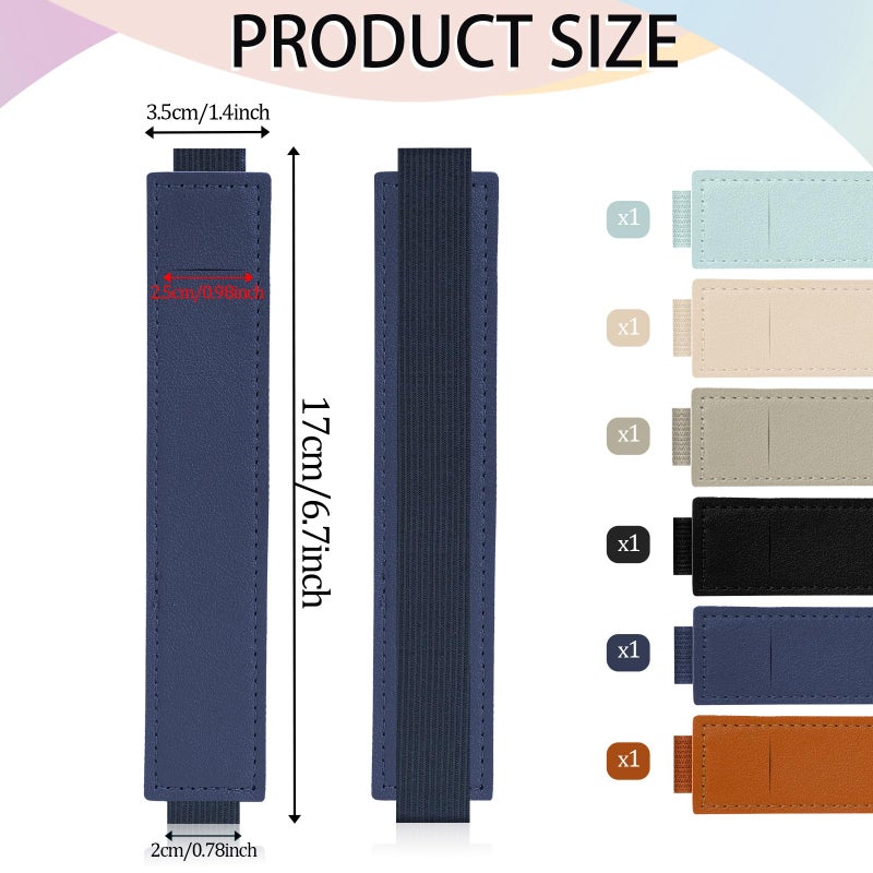 Sliverdew 6 Pcs Adjustable Pen Holder Elastic Band Pencil Pouch Colorful PU Leather Pen Sleeve Journal Pencil Holder for Planners Notebook Binders and Books - Image 3