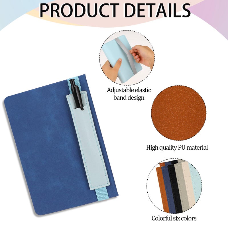 Sliverdew 6 Pcs Adjustable Pen Holder Elastic Band Pencil Pouch Colorful PU Leather Pen Sleeve Journal Pencil Holder for Planners Notebook Binders and Books - Image 5