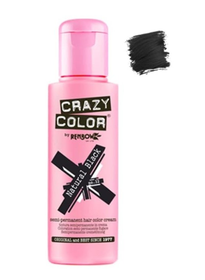 Crazy Color Free Semi-Permanent Hair Color 100ml – Natural black - Image 1