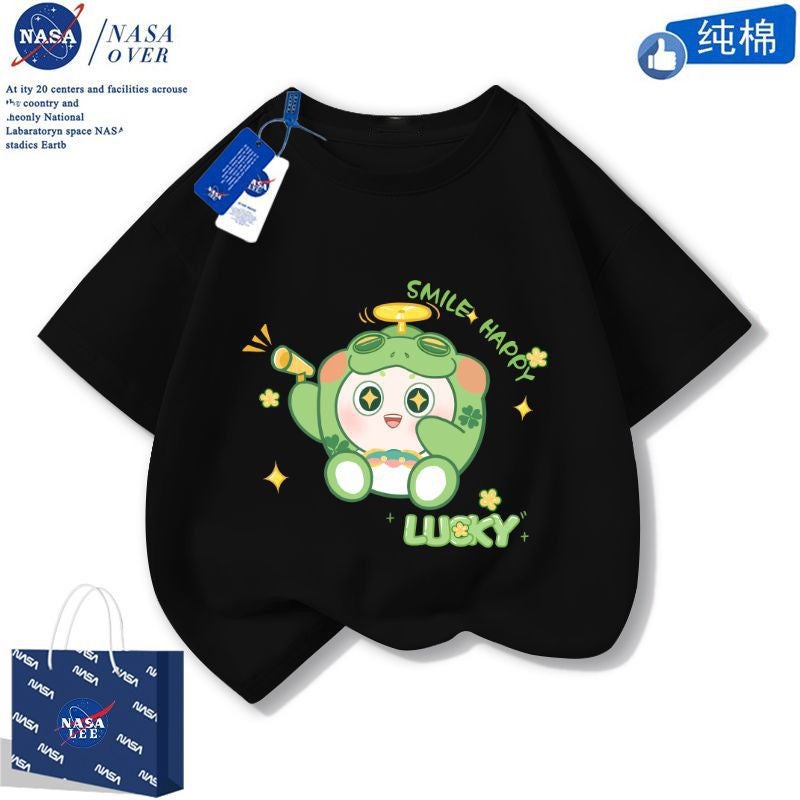 Cartoon Egg Party Short-Sleeved Casual Mid-Large Children'S Cotton T-Shirt Trendy Western Style Half-Sleeve For Boys And Girls - Image 4