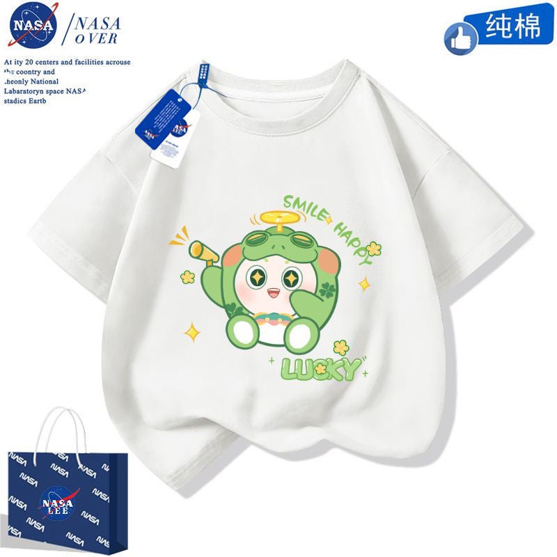 Cartoon Egg Party Short-Sleeved Casual Mid-Large Children'S Cotton T-Shirt Trendy Western Style Half-Sleeve For Boys And Girls - Image 3