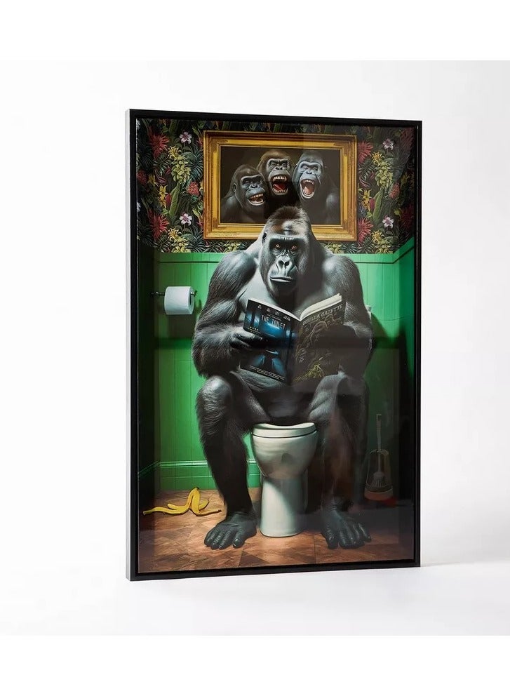 Home Box Ersel Reading Gorilla Framed Picture - 40x60x2.5 cm - Image 1