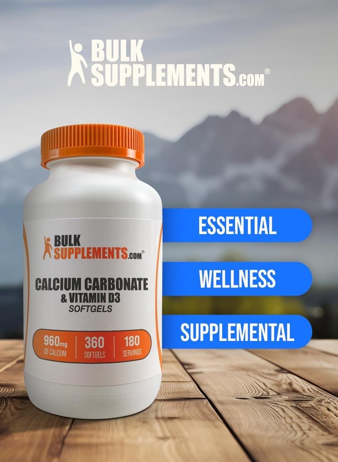 بالك سابلمنتس كبسولات هلامية من كربونات الكالسيوم وفيتامين د3 من BulkSupplements.com - مكمل غذائي من الكالسيوم وفيتامين د3 لدعم المناعة - خالٍ من الغلوتين، كبسولتان هلاميتان لكل جرعة، 360 كبسولة (عبوة واحدة) - Image 5