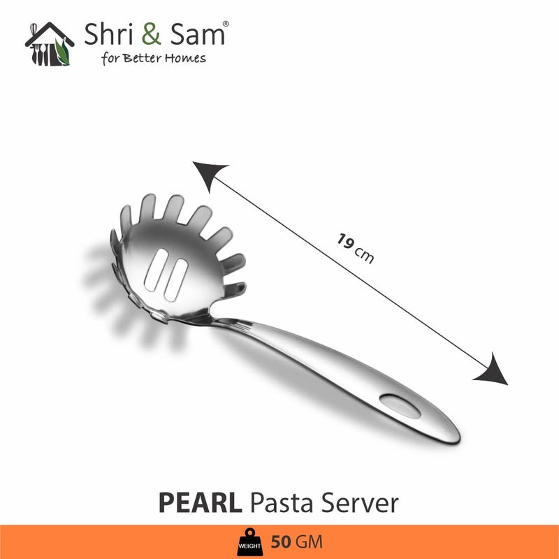 Shri & Sam Shri & Sam High Grade Stainless Steel Pearl Pasta Server for Pasta Serving 19 CM  - Image 2
