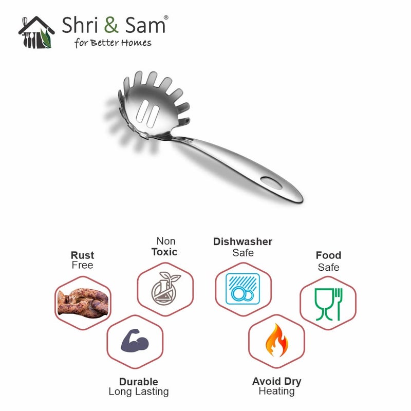 Shri & Sam Shri & Sam High Grade Stainless Steel Pearl Pasta Server for Pasta Serving 19 CM  - Image 4