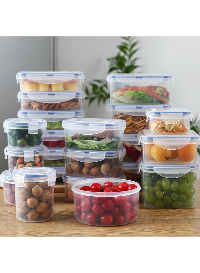 Plastic Sealed Storage Box Rectangular Food Grade Transparent Storage Box Refrigerator Special Food Preservation Box Round Large-Specifications:Rectangular 500ml  - Image 4