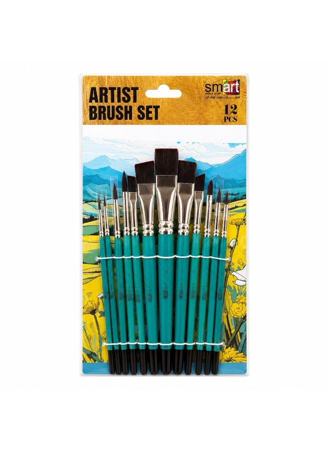 Smart Premium Paint Brush Set 12 pcs for Oil, Acrylic, Gouache, Watercolour painting - Image 1
