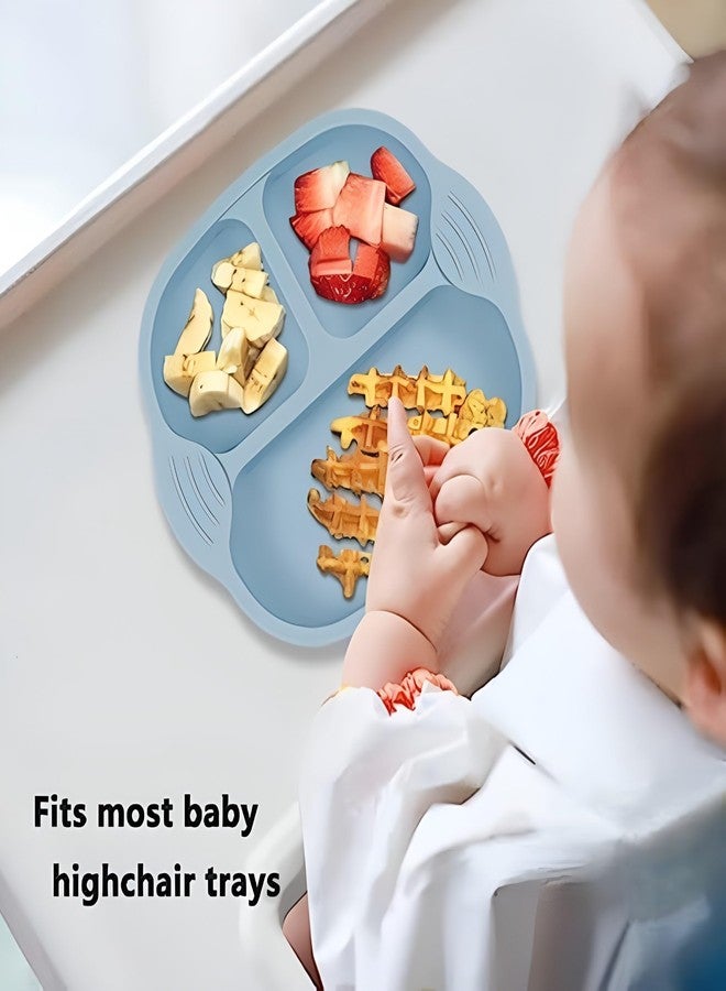 VELINEX® Silicone Plate for Baby and Toddler Feeding, Non-Slip Suction, Divided and Unbreakable, Microwave & Dishwasher Safe (Blue 1 PCS) - Image 4