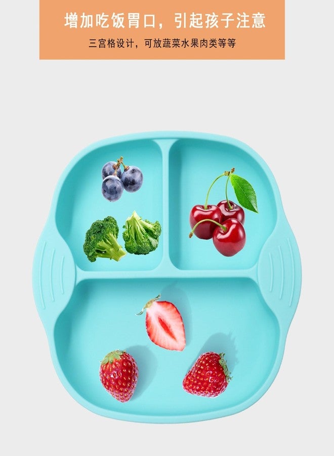 VELINEX® Silicone Plate for Baby and Toddler Feeding, Non-Slip Suction, Divided and Unbreakable, Microwave & Dishwasher Safe (Blue 1 PCS) - Image 5