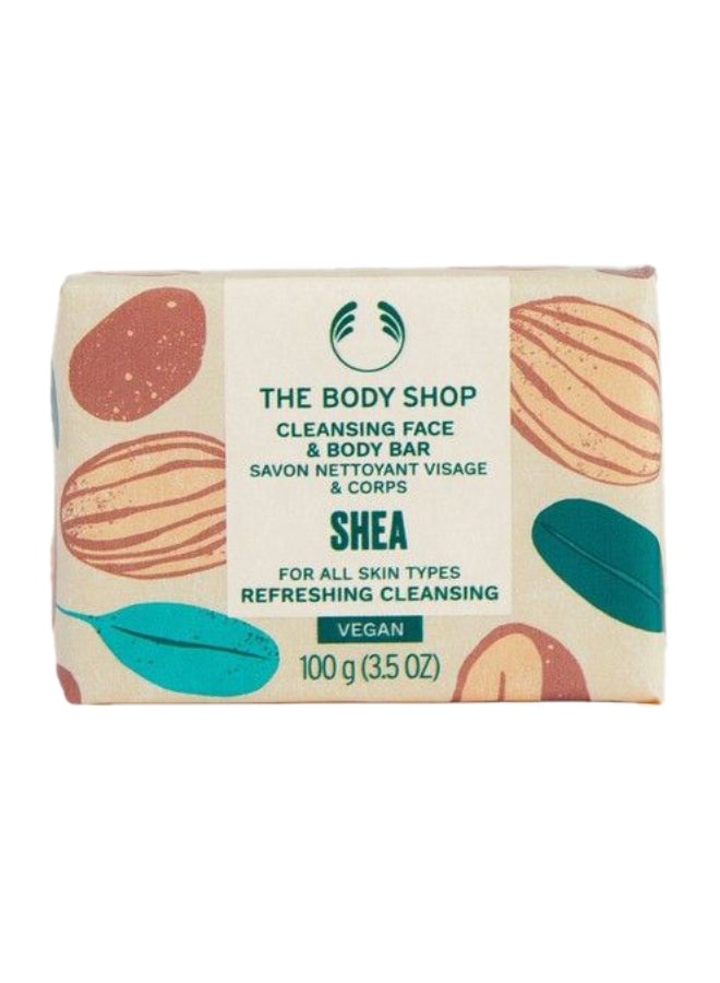 THE BODY SHOP Shea Cleansing Face & Body Bar – Multi-Purpose Soap Bar with Shea Butter | Gently Cleanses Face & Body, Leaves Skin Soft, Smooth & Refreshed | Nutty, Comforting Scent | Suitable for All Skin Types, 100g - Image 1