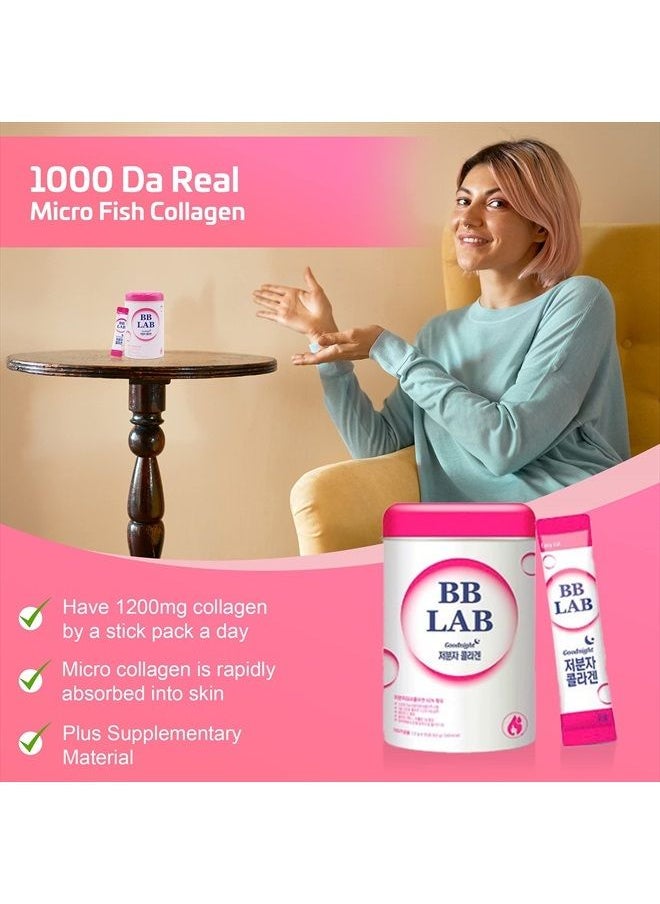 BB LAB Goodnight Collagen, Sound of Seoul، كولاجين جزيئي منخفض، لصحة البشرة والعظام، صنع في كوريا، 30 عبوة (60 جرام)