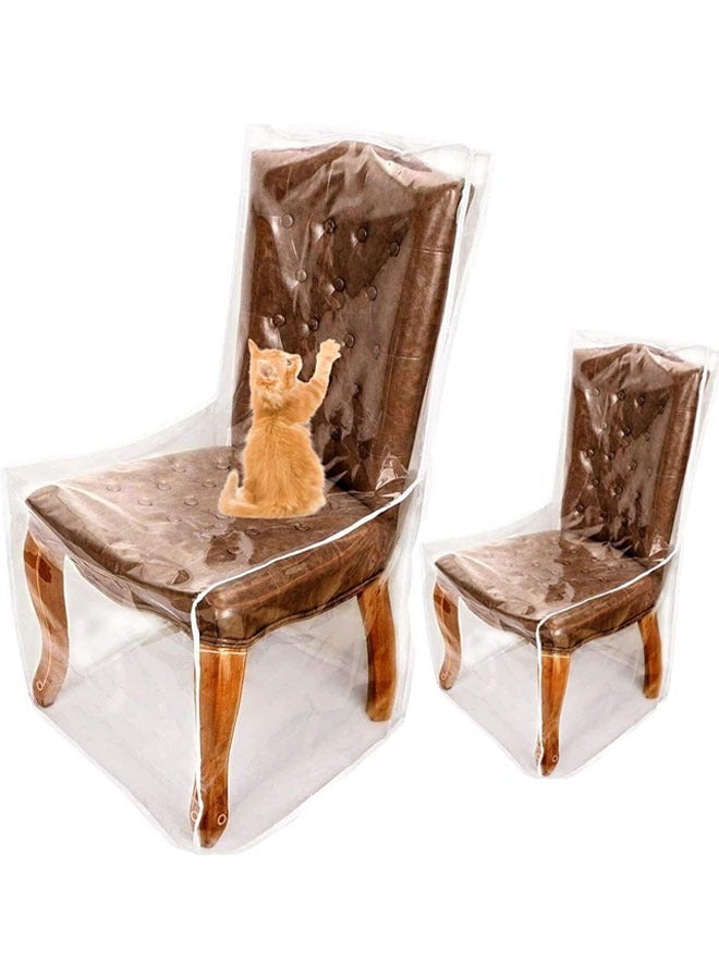 Captaintech Plastic Chair Covers for Dining Room with Backrests, Waterproof Clear PVC Kitchen Chair Slipcovers Protectors, Soft Thickened Full Coverage Chair Seat Covers - Image 1