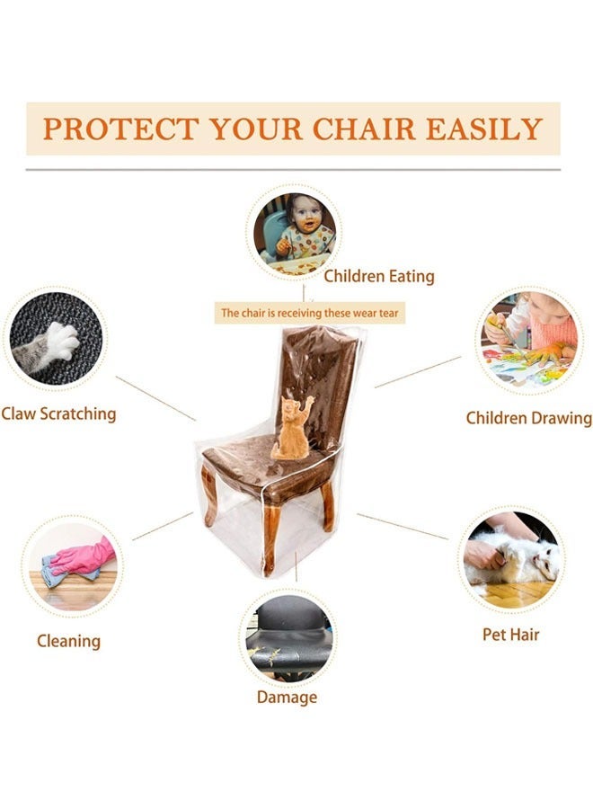 Captaintech Plastic Chair Covers for Dining Room with Backrests, Waterproof Clear PVC Kitchen Chair Slipcovers Protectors, Soft Thickened Full Coverage Chair Seat Covers - Image 2