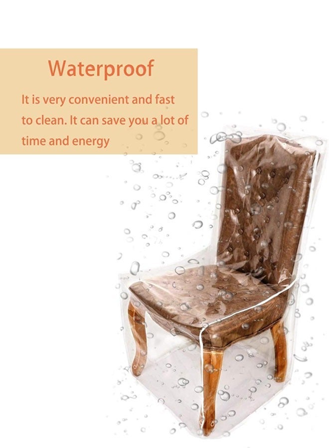 Captaintech Plastic Chair Covers for Dining Room with Backrests, Waterproof Clear PVC Kitchen Chair Slipcovers Protectors, Soft Thickened Full Coverage Chair Seat Covers - Image 3