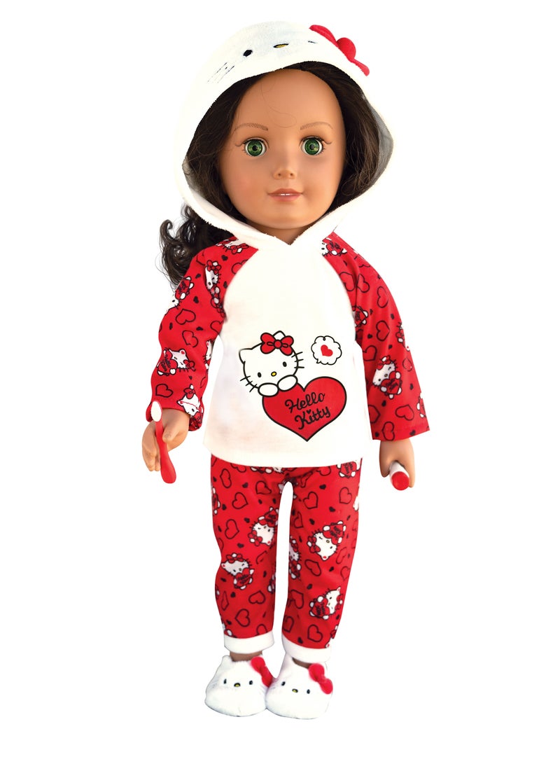 Hello Kitty طقم بيجامة هلا كيت لفتاة حياتي | لعب تمثيلي | فستان موضة لدمية بطول 18 بوصة | تنكر | هدية للأطفال والمراهقين | الدمية غير مشمولة - Image 2