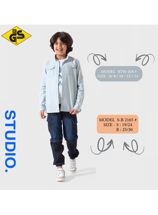 جي@إس قميص كتان صيفي للأولاد مع تيشيرت قطني