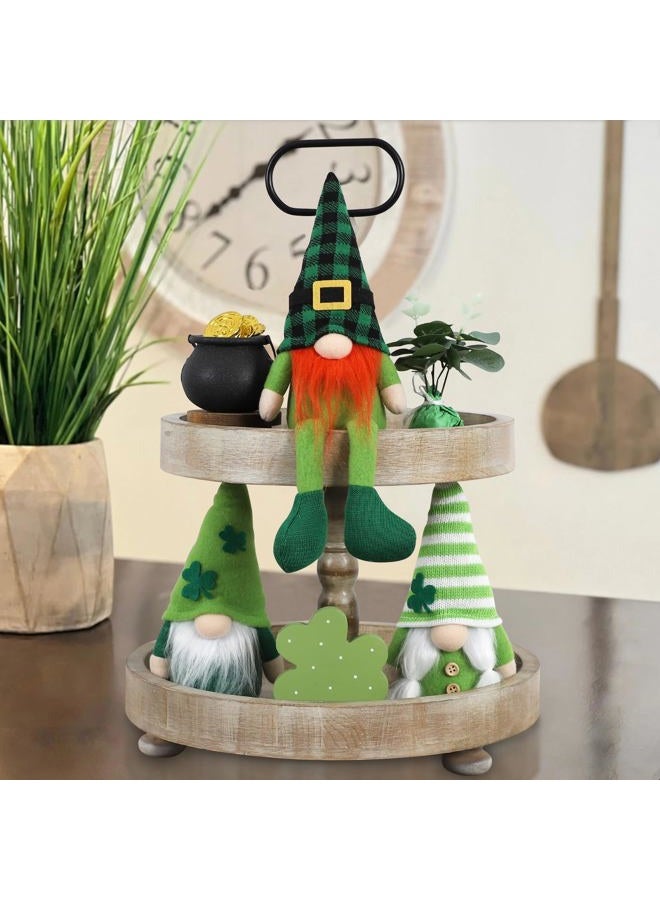 DAZONGE St. Patrick's Day Decorations, 3PCS Shamrock Gnomes Plush for Tiered Tray Mantel Shelf Table Decor, St. Patrick's Day Decorations for Home - Image 2