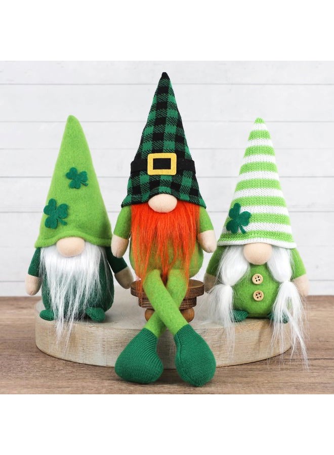 DAZONGE St. Patrick's Day Decorations, 3PCS Shamrock Gnomes Plush for Tiered Tray Mantel Shelf Table Decor, St. Patrick's Day Decorations for Home - Image 1
