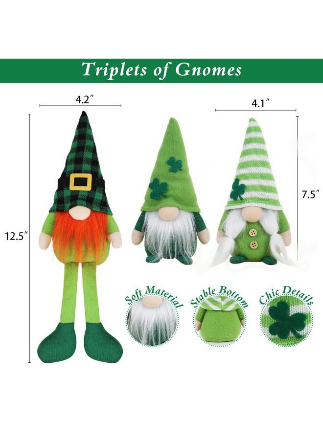 DAZONGE St. Patrick's Day Decorations, 3PCS Shamrock Gnomes Plush for Tiered Tray Mantel Shelf Table Decor, St. Patrick's Day Decorations for Home - Image 3