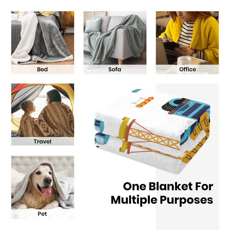 AISDE Construction Truck Blanket Boys Excavator Plush Throw Blanket Soft Fuzzy Flannel Tractor Blanket for Bed Couch Sofa Decor Blankets Trucks Car Lover Toddler Kids Blankets Gifts 60"x50" - Image 5