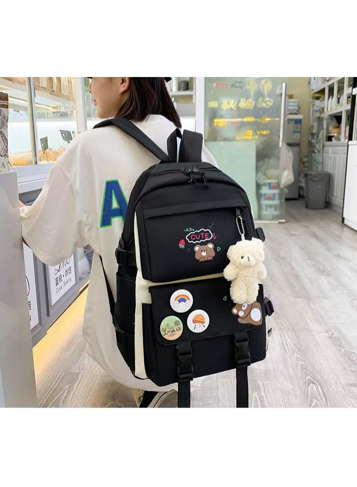 5 Pcs adult Backpack School Bags Set Backpacks with Pendant Lunch Bag Pencil Case Handbag Coin Purse for Teen Girls School Backpack  - Image 4