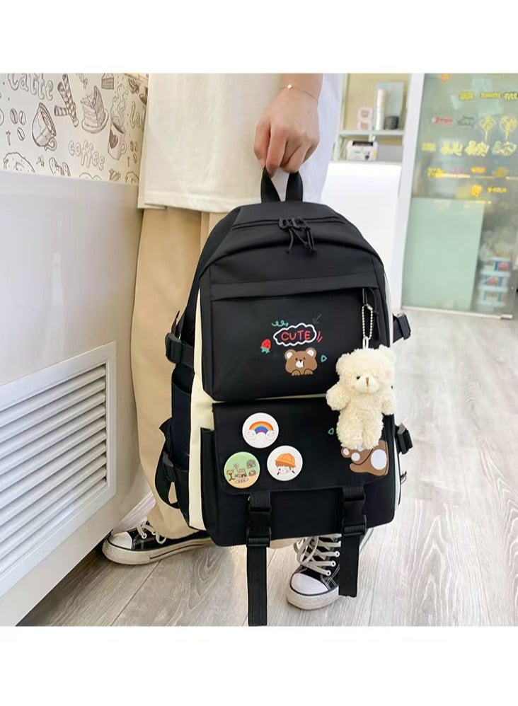 5 Pcs adult Backpack School Bags Set Backpacks with Pendant Lunch Bag Pencil Case Handbag Coin Purse for Teen Girls School Backpack  - Image 5