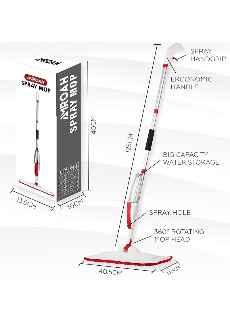 360 Degree Spray Mop Water with 400ml 14oz Refillable Bottle, Microfiber Spraying Mop Easy Used for Dust Cleaning Dry Wet Home Office Floor Wood Hardwood Laminate Ceramic Tiles