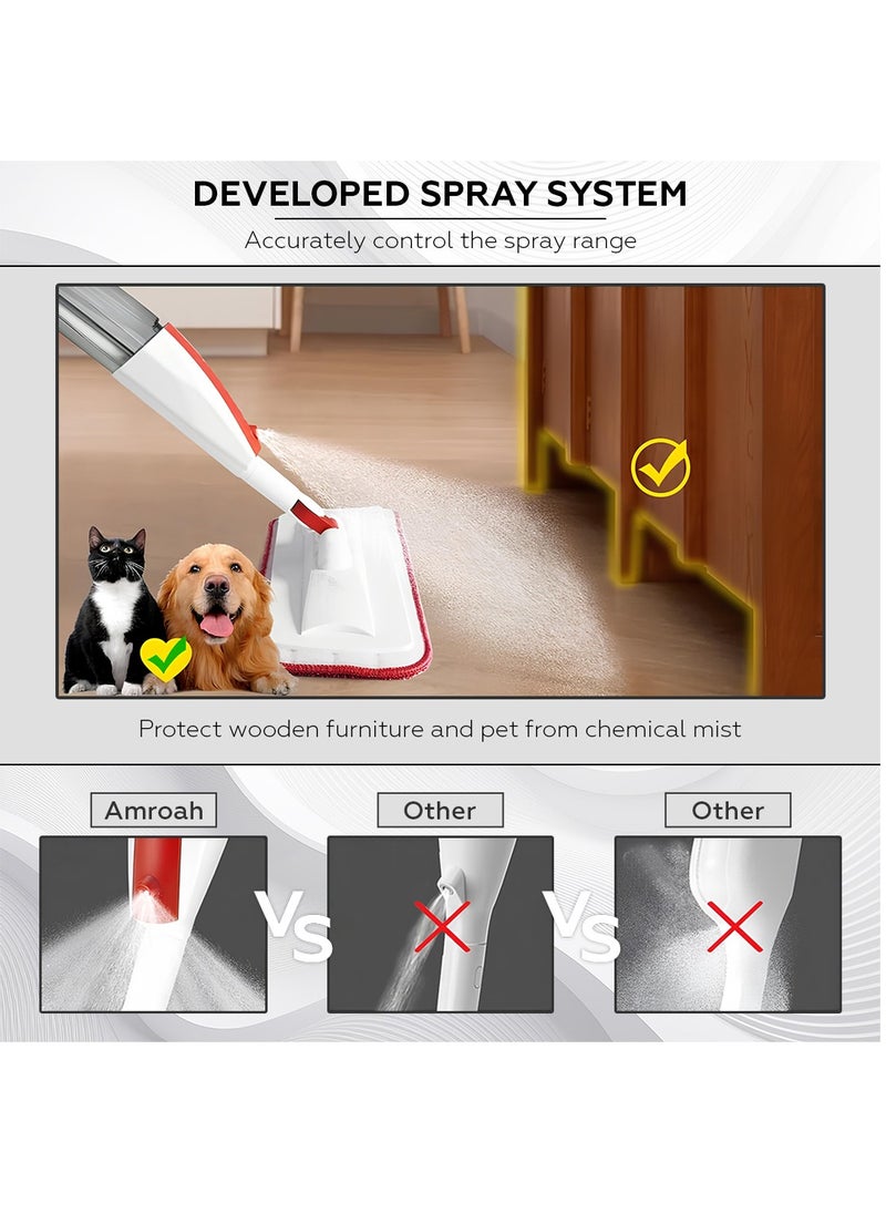 AMROAH 360 Degree Spray Mop Water with 400ml 14oz Refillable Bottle, Microfiber Spraying Mop Easy Used for Dust Cleaning Dry Wet Home Office Floor Wood Hardwood Laminate Ceramic Tiles  - Image 2