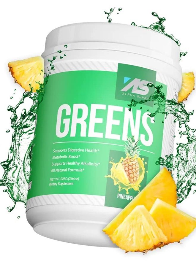 ALPHA SUPPS Alpha Greens Fruit & Vegetable Powder | Over 40 Plant Based Ingredients | Prebiotic, Probiotic Blend - 30 Servings (Pineapple) - Image 2