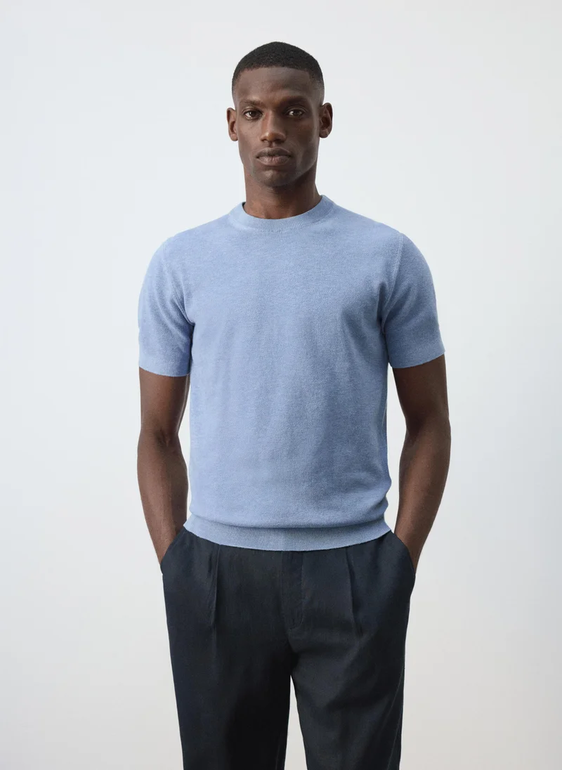 Mango Man Fine-Knit T-Shirt In Cotton Blend
