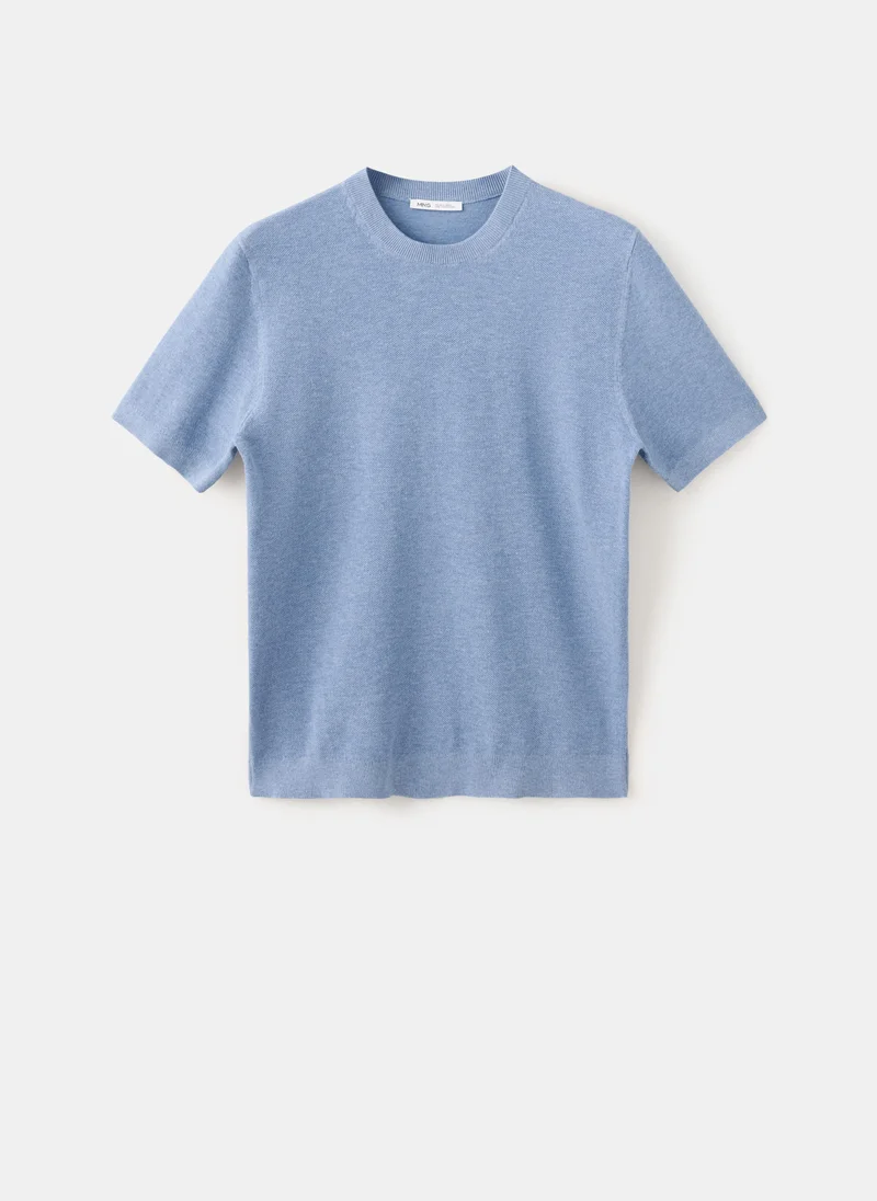 Mango Man 52-AZUL Fine-Knit T-Shirt In Cotton Blend for Men | Best Price UAE