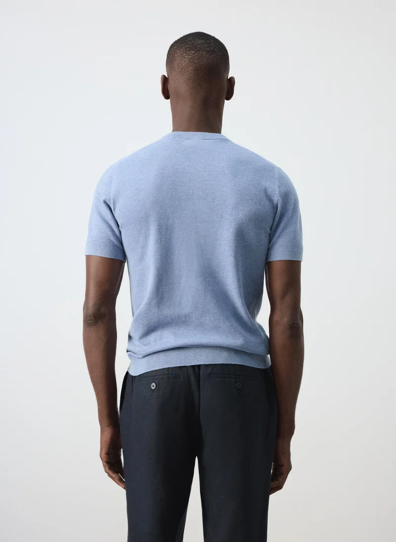 Mango Man Fine-Knit T-Shirt In Cotton Blend