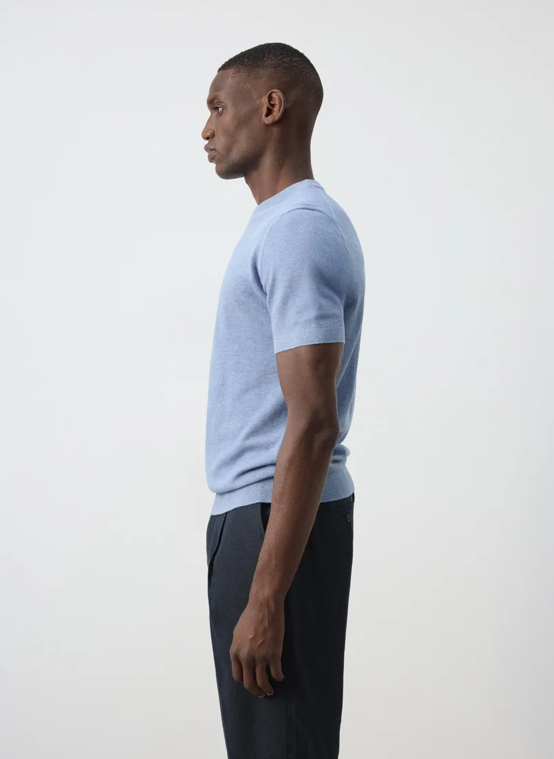 Mango Man 52-AZUL Fine-Knit T-Shirt In Cotton Blend for Men | Best Price UAE