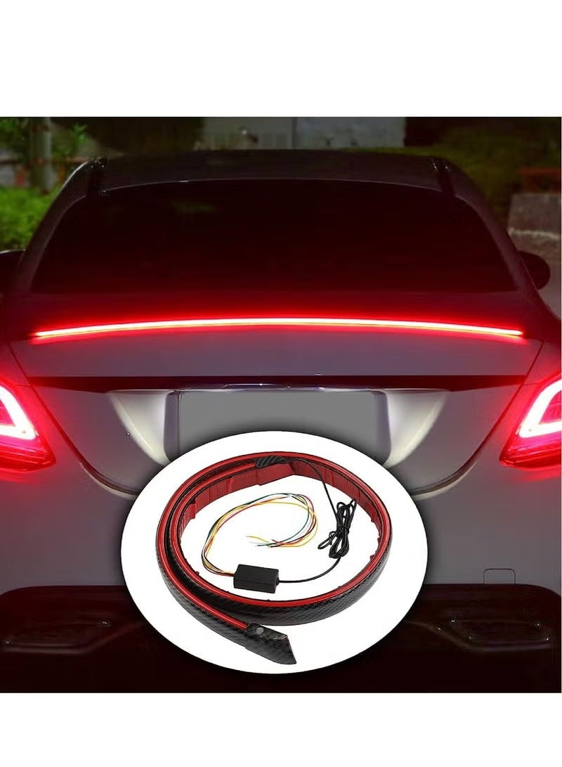 Yuwell Universal LED Spoiler Rear Spoiler Lip Kit For Car Trunk, Brake Light Dark Black Trunk Spoiler Universal Fit For Roof Wing 1.2Meter - Image 1