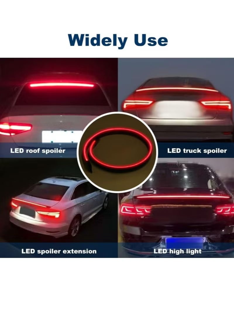 Yuwell Universal LED Spoiler Rear Spoiler Lip Kit For Car Trunk, Brake Light Dark Black Trunk Spoiler Universal Fit For Roof Wing 1.2Meter - Image 3