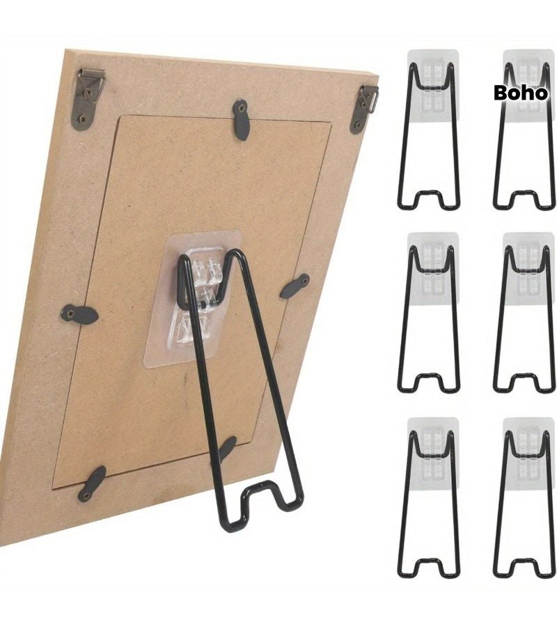 2pcs Self-Adhesive Shelf+acrylic board sticker Display Stand for Art Works Photos Home Decoration Black Bohemian Style Adjustable Durable - Image 2