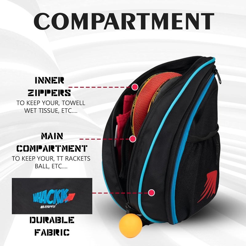 WHACKK Twirl | Unisex Table Tennis Equipment Bag | Tennis Case | Racket Case | TT Bag Cover |Ping Pong Paddle Case|Case Bag Double-Sided |Professional |Bat Protector Pouch |Travel (Black) - Image 4