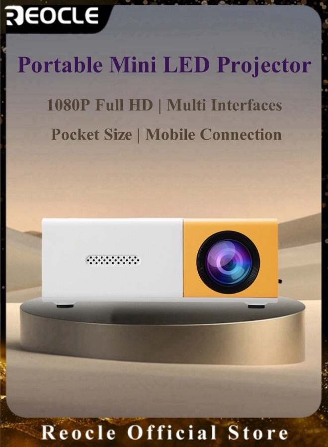 ريوكل جهاز عرض صغير محمول بدقة 1080 بكسل وجهاز عرض أفلام متوافق مع جهاز التلفزيون الذكي وHDMI وUSB والاستخدام الداخلي والخارجي - Image 1